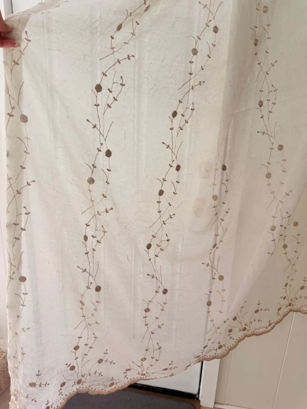 Embroidered Floral Sheer Curtain Panel